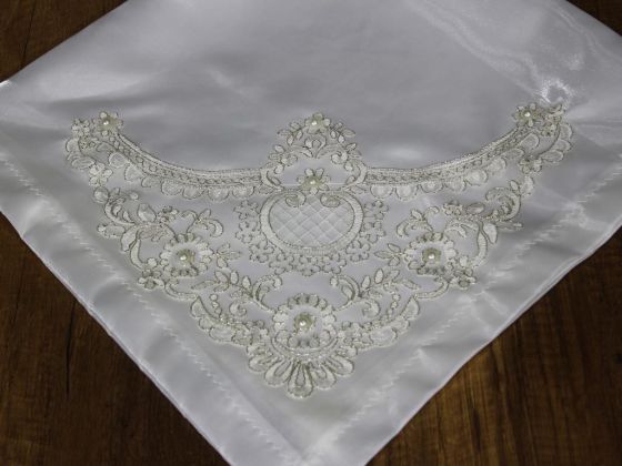 Çeyiz Diyarı Fransız Güpürlü Saten Ezgi Tek Bohça Krem - Çeyiz Diyarı (1)