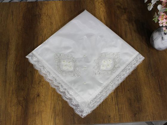 Çeyiz Diyarı Fransız Güpürlü Saten Gülfem Tek Bohça Krem - Çeyiz Diyarı