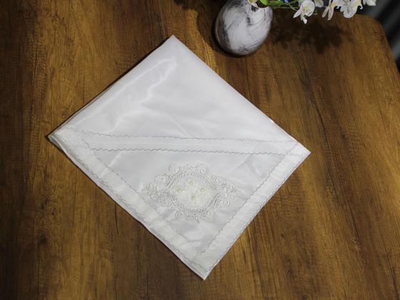 Çeyiz Diyarı Fransız Güpürlü Saten Kardelen Tek Bohça Krem - Çeyiz Diyarı