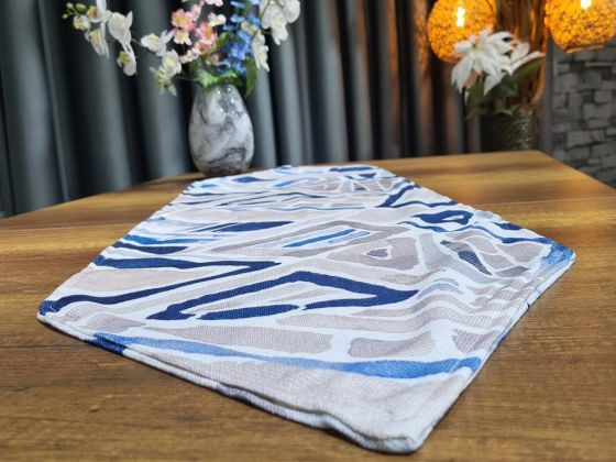 Çeyiz Diyarı Geometrik Lüx Runner Mavi - Çeyiz Diyarı (1)