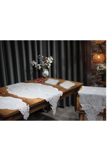 Çeyiz Diyarı Gerdan Keten 5 Parça Salon Takımı Gri - Çeyiz Diyarı
