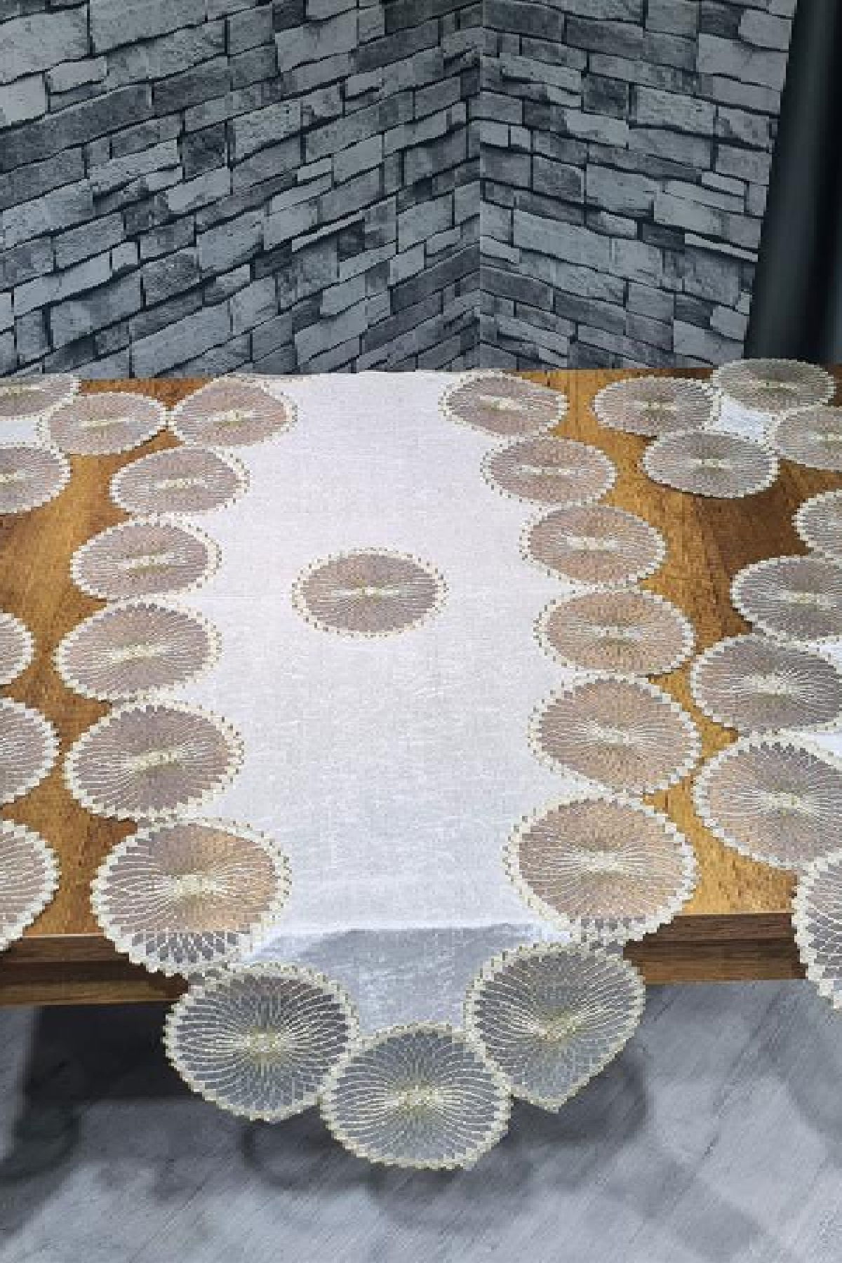 Çeyiz Diyarı Güneş Kadife 5 Parça Salon Takımı Krem Gold - 5
