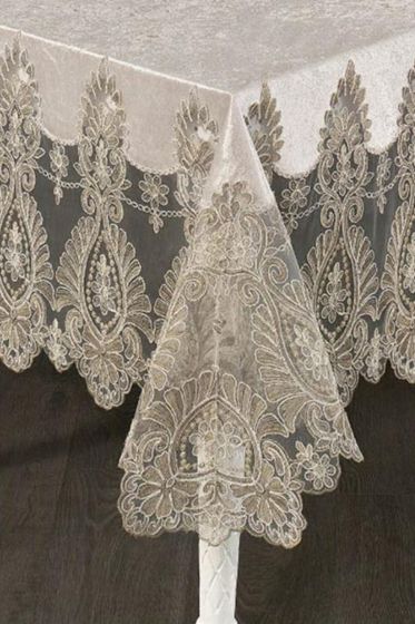 Çeyiz Diyarı Isabel Tek Masa Örtüsü 160x220 Cm Krem - Çeyiz Diyarı (1)