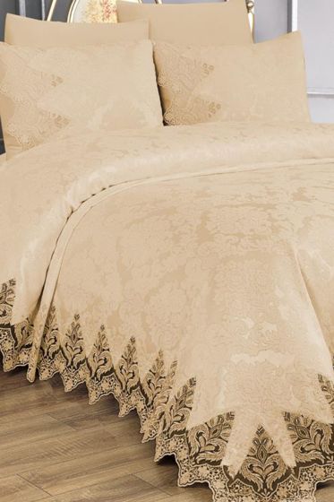 Çeyiz Diyarı Ivory Çift Kişilik Pike Takımı Bej - Çeyiz Diyarı