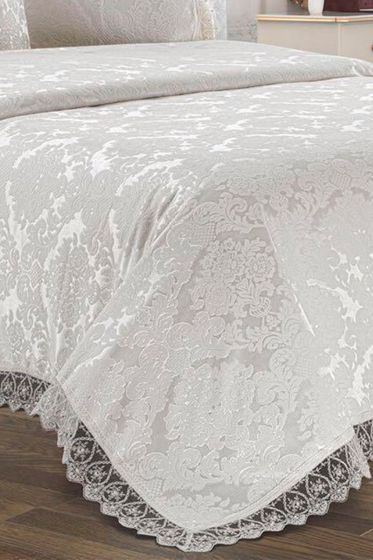 Çeyiz Diyarı Jakarlı Şönil Yatak Örtüsü Krem - Çeyiz Diyarı (1)