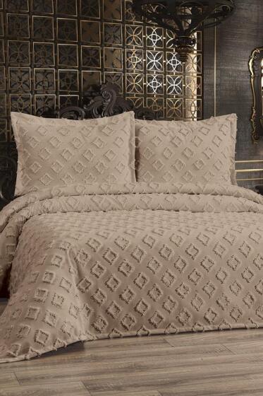 Çeyiz Diyarı Karoks 3 Parça Çift Kişilik Pike Takımı Bej - Çeyiz Diyarı