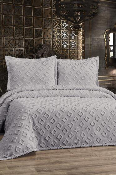 Çeyiz Diyarı Karoks 3 Parça Çift Kişilik Pike Takımı Gri - Çeyiz Diyarı