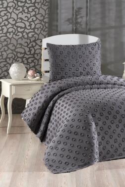 Çeyiz Diyarı Konik 2 Parça Tek Kişilik Pike Takımı Antrasit - 1