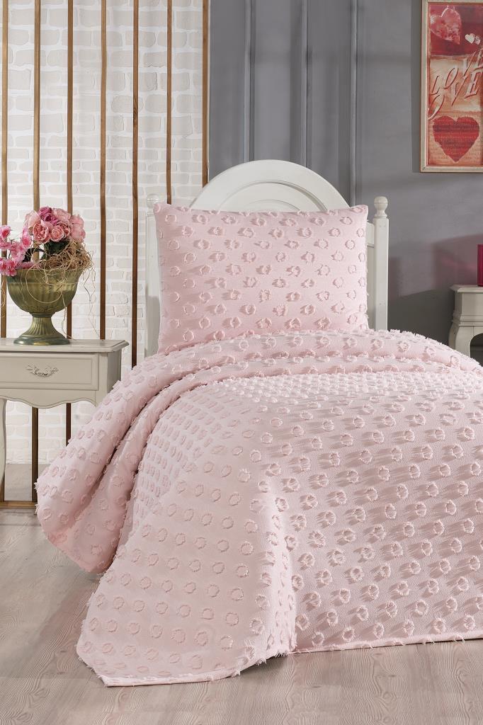 Çeyiz Diyarı Konik 2 Parça Tek Kişilik Pike Takımı Pudra - 1