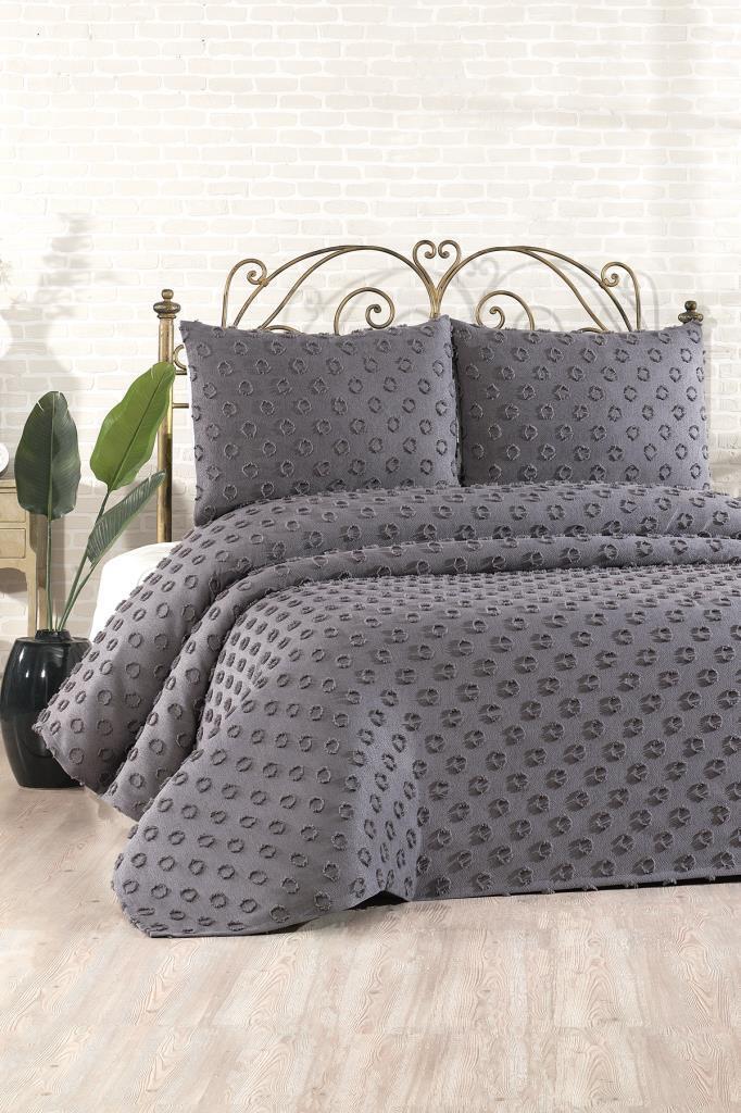 Çeyiz Diyarı Konik 3 Parça Çift Kişilik Pike Takımı Antrasit - 1