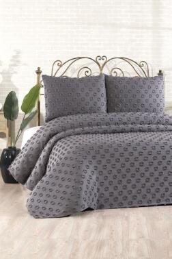 Çeyiz Diyarı Konik 3 Parça Çift Kişilik Pike Takımı Antrasit - 1