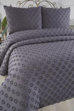 Çeyiz Diyarı Konik 3 Parça Çift Kişilik Pike Takımı Antrasit - 3