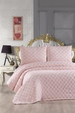 Çeyiz Diyarı Konik 3 Parça Çift Kişilik Pike Takımı Pudra - 1