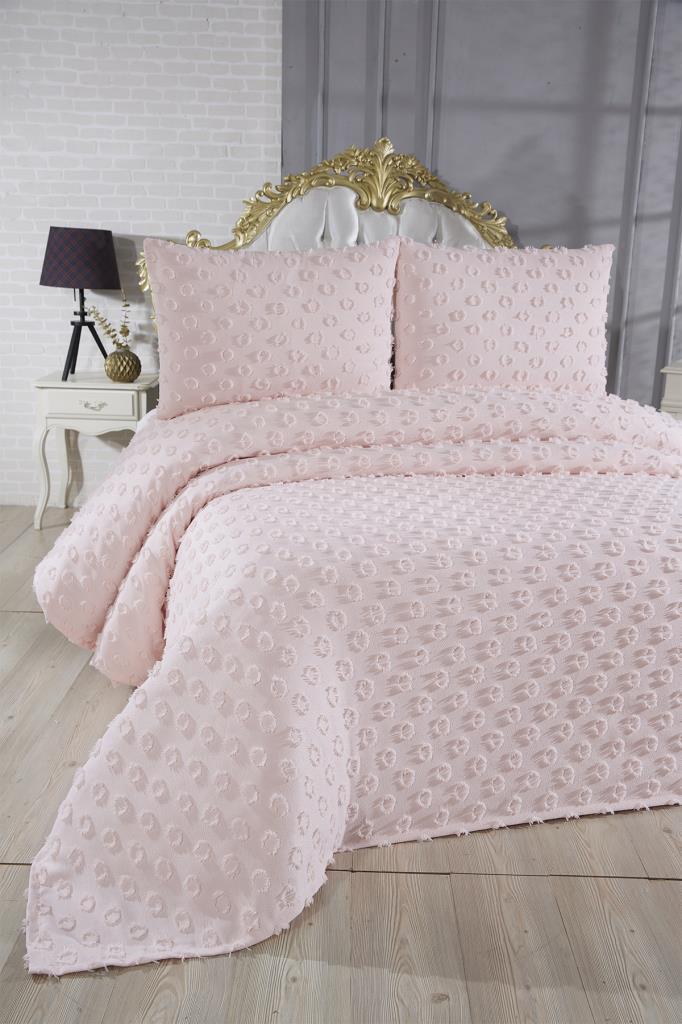 Çeyiz Diyarı Konik 3 Parça Çift Kişilik Pike Takımı Pudra - 2