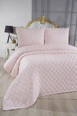 Çeyiz Diyarı Konik 3 Parça Çift Kişilik Pike Takımı Pudra - 2