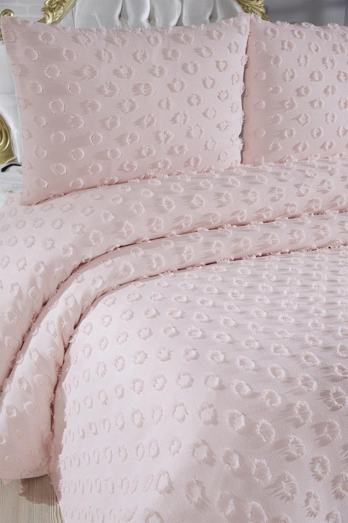 Çeyiz Diyarı Konik 3 Parça Çift Kişilik Pike Takımı Pudra - 3