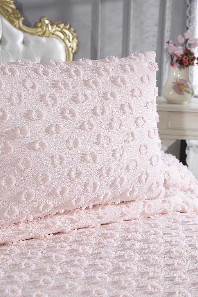 Çeyiz Diyarı Konik 3 Parça Çift Kişilik Pike Takımı Pudra - 4