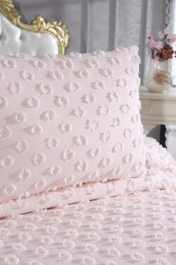 Çeyiz Diyarı Konik 3 Parça Çift Kişilik Pike Takımı Pudra - 4