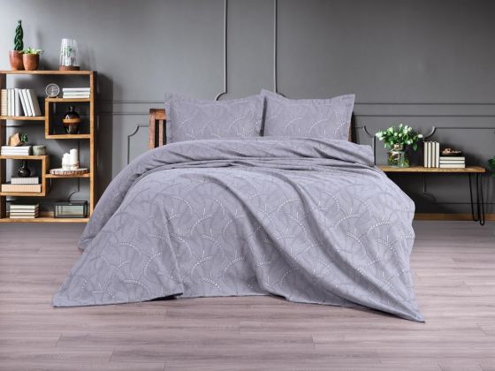 Çeyiz Diyarı Lenora 3 Parça Yatak Örtüsü Takımı Gri - Çeyiz Diyarı