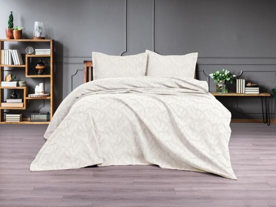 Çeyiz Diyarı Lenora 3 Parça Yatak Örtüsü Takımı Krem - Çeyiz Diyarı