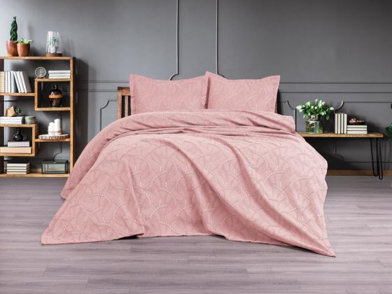 Çeyiz Diyarı Lenora 3 Parça Yatak Örtüsü Takımı Pudra - Çeyiz Diyarı