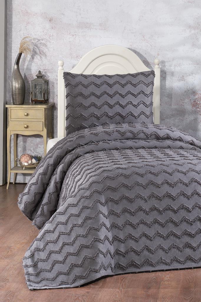 Çeyiz Diyarı Lumpa 2 Parça Tek Kişilik Pike Takımı Antrasit - 1