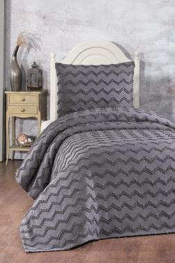 Çeyiz Diyarı Lumpa 2 Parça Tek Kişilik Pike Takımı Antrasit - 1