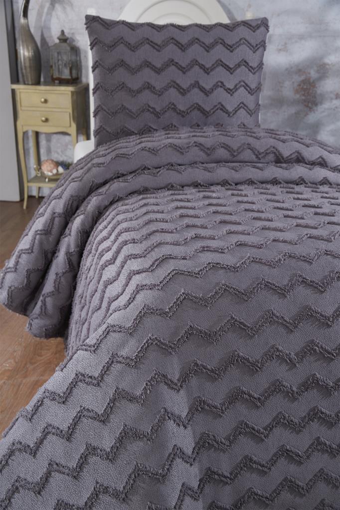 Çeyiz Diyarı Lumpa 2 Parça Tek Kişilik Pike Takımı Antrasit - 6