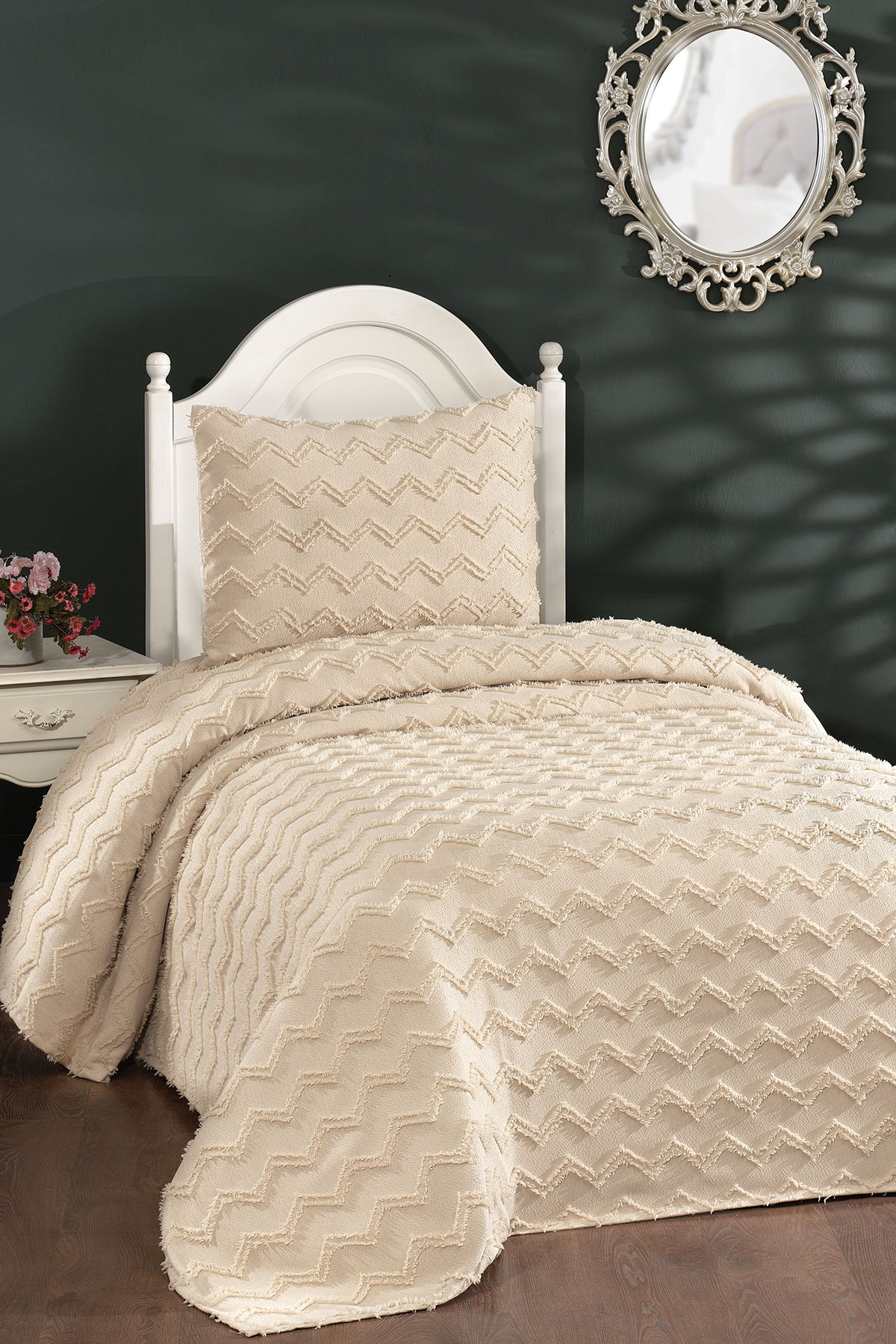 Çeyiz Diyarı Lumpa 2 Parça Tek Kişilik Pike Takımı Bej - 1