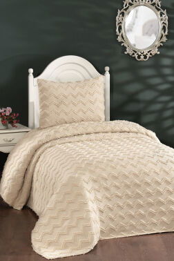 Çeyiz Diyarı Lumpa 2 Parça Tek Kişilik Pike Takımı Bej - 1