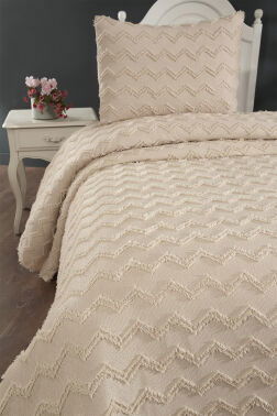 Çeyiz Diyarı Lumpa 2 Parça Tek Kişilik Pike Takımı Bej - 3