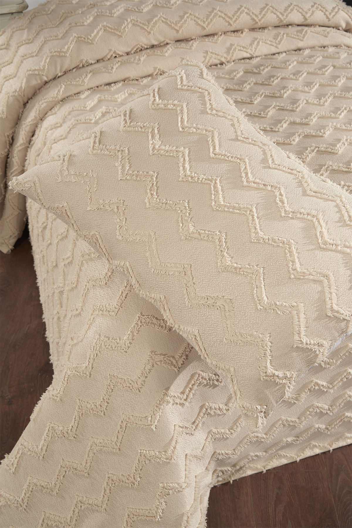 Çeyiz Diyarı Lumpa 2 Parça Tek Kişilik Pike Takımı Bej - 4