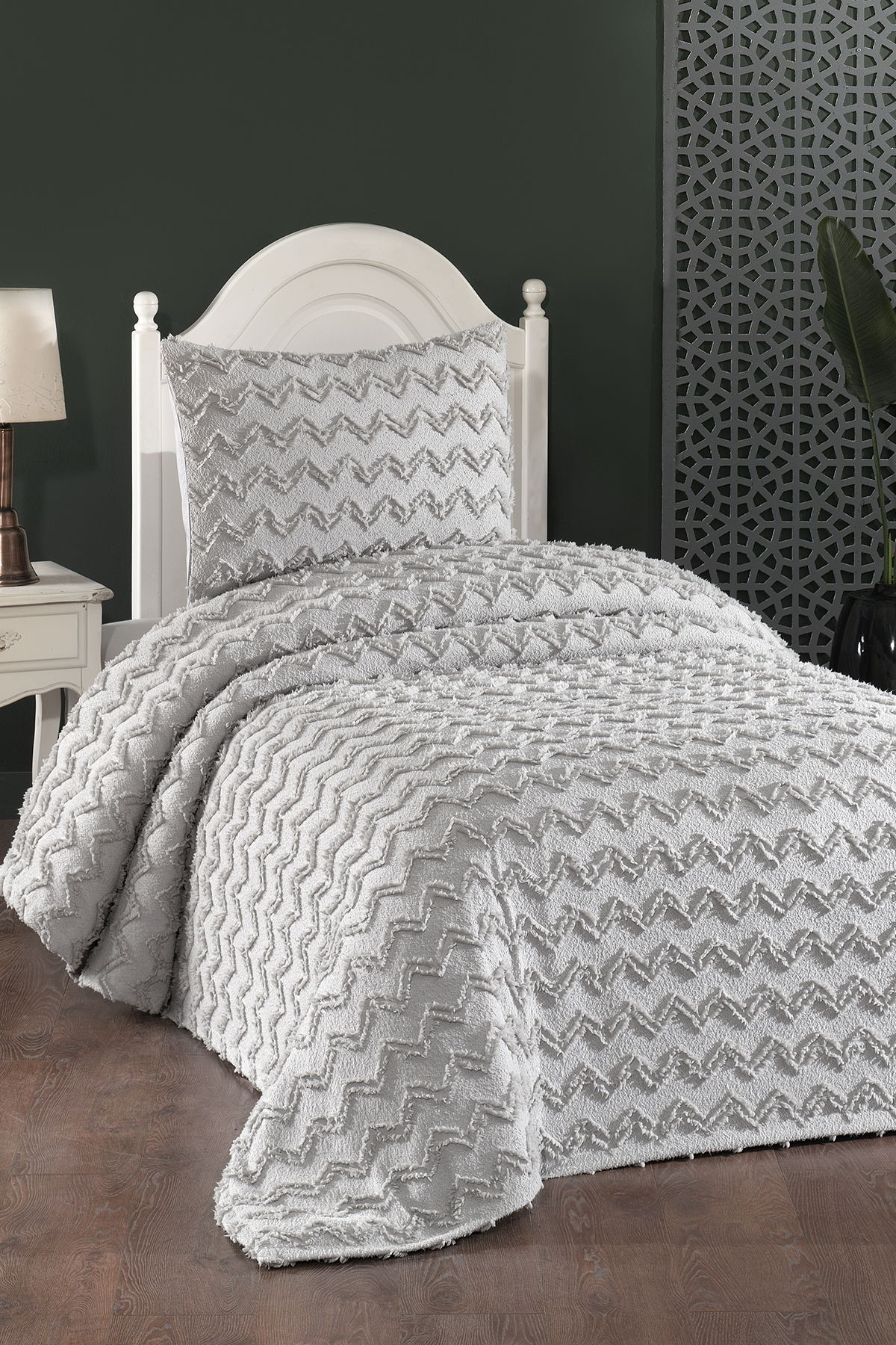 Çeyiz Diyarı Lumpa 2 Parça Tek Kişilik Pike Takımı Gri - 1