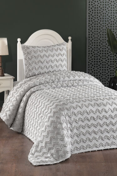 Çeyiz Diyarı Lumpa 2 Parça Tek Kişilik Pike Takımı Gri - Çeyiz Diyarı