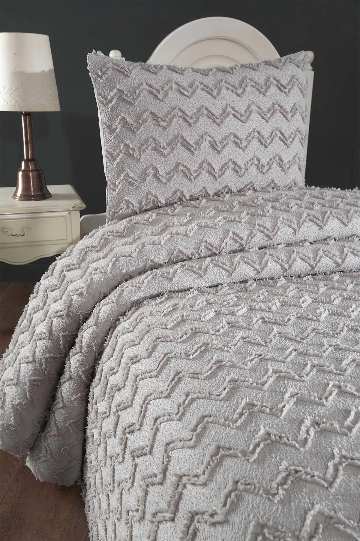 Çeyiz Diyarı Lumpa 2 Parça Tek Kişilik Pike Takımı Gri - 2