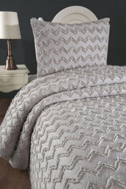 Çeyiz Diyarı Lumpa 2 Parça Tek Kişilik Pike Takımı Gri - 2