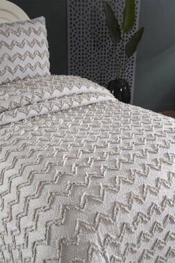 Çeyiz Diyarı Lumpa 2 Parça Tek Kişilik Pike Takımı Gri - 3