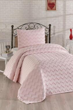 Çeyiz Diyarı Lumpa 2 Parça Tek Kişilik Pike Takımı Pudra - 1