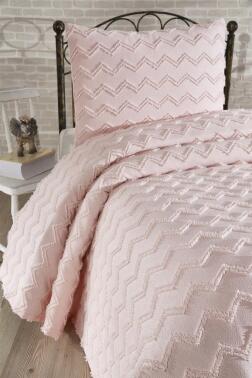 Çeyiz Diyarı Lumpa 2 Parça Tek Kişilik Pike Takımı Pudra - 3