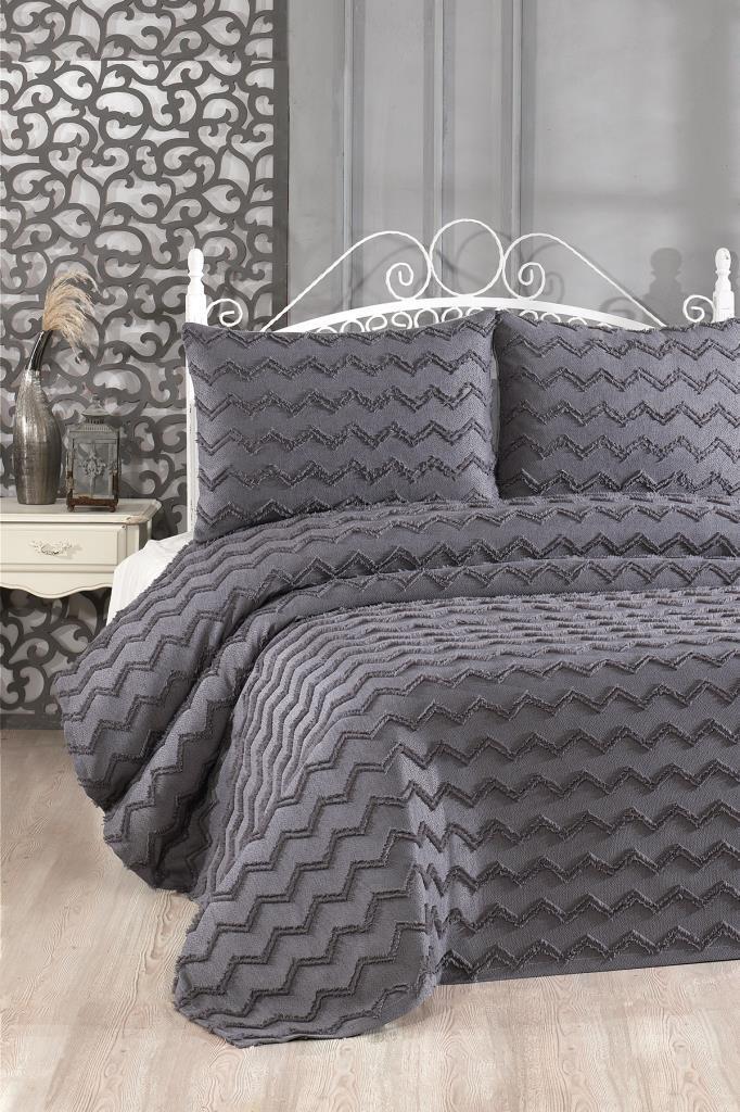 Çeyiz Diyarı Lumpa 3 Parça Çift Kişilik Pike Takımı Antrasit - 1