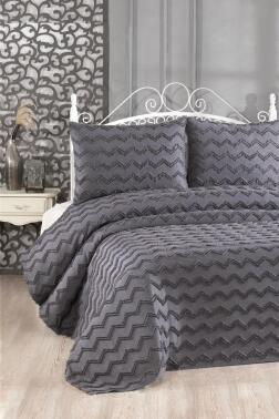 Çeyiz Diyarı Lumpa 3 Parça Çift Kişilik Pike Takımı Antrasit - 1