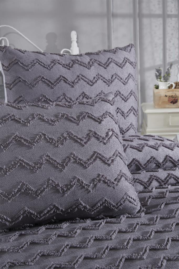 Çeyiz Diyarı Lumpa 3 Parça Çift Kişilik Pike Takımı Antrasit - 4