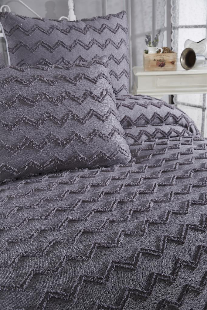 Çeyiz Diyarı Lumpa 3 Parça Çift Kişilik Pike Takımı Antrasit - 5