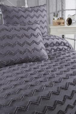 Çeyiz Diyarı Lumpa 3 Parça Çift Kişilik Pike Takımı Antrasit - 5