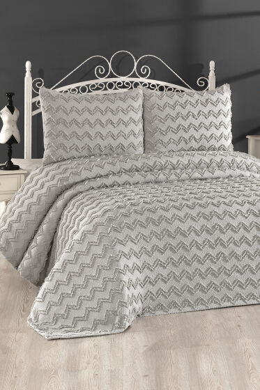 Çeyiz Diyarı Lumpa 3 Parça Çift Kişilik Pike Takımı Gri - Çeyiz Diyarı