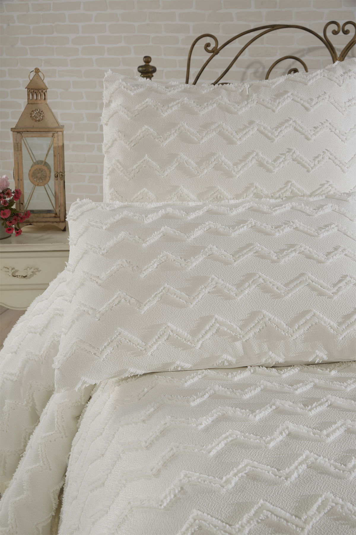 Çeyiz Diyarı Lumpa 3 Parça Çift Kişilik Pike Takımı Krem - 2