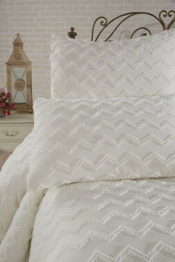 Çeyiz Diyarı Lumpa 3 Parça Çift Kişilik Pike Takımı Krem - 2