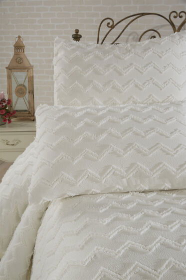 Çeyiz Diyarı Lumpa 3 Parça Çift Kişilik Pike Takımı Krem - Çeyiz Diyarı (1)