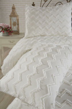 Çeyiz Diyarı Lumpa 3 Parça Çift Kişilik Pike Takımı Krem - 3