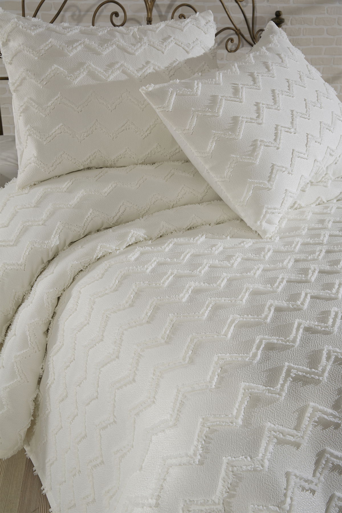 Çeyiz Diyarı Lumpa 3 Parça Çift Kişilik Pike Takımı Krem - 5